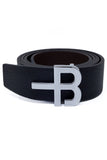Barabas Wholesale Men's Logo Buckle Reversible Leather Belt 6BK01 Black Brown Silver