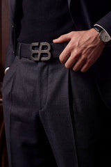 Barabas Wholesale Men's Double B Logo Push-Pin Buckle Leather Belt 6BK02 Black