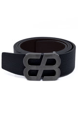 Barabas Wholesale Men's Double B Logo Push-Pin Buckle Leather Belt 6BK02 Black