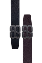 Barabas Wholesale Men's Double B Logo Push-Pin Buckle Leather Belt 6BK02 Black
