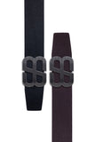 Barabas Wholesale Men's Double B Logo Push-Pin Buckle Leather Belt 6BK02 Black