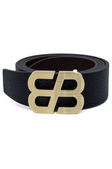 Barabas Wholesale Men's Double B Logo Push-Pin Buckle Leather Belt 6BK02 Gold