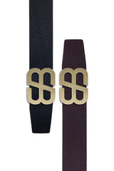 Barabas Wholesale Men's Double B Logo Push-Pin Buckle Leather Belt 6BK02 Gold