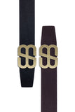 Barabas Wholesale Men's Double B Logo Push-Pin Buckle Leather Belt 6BK02 Gold