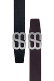Barabas Wholesale Men's Double B Logo Push-Pin Buckle Leather Belt 6BK02 Silver