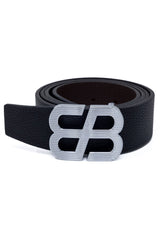 Barabas Wholesale Men's Double B Logo Push-Pin Buckle Leather Belt 6BK02 Silver