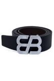 Barabas Wholesale Men's Double B Logo Push-Pin Buckle Leather Belt 6BK02 Silver