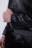 Barabas Wholesale Men's Shiny Metallic Striped Notch Wide Lapel Blazer 6BL05 Black Beauty