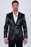Barabas Wholesale Men's Shiny Metallic Striped Notch Wide Lapel Blazer 6BL05 Black