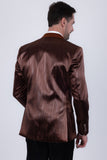 Barabas Wholesale Men's Shiny Metallic Striped Notch Wide Lapel Blazer 6BL05 Chocolate