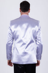 Barabas Wholesale Men's Shiny Metallic Striped Notch Wide Lapel Blazer 6BL05 Lavender