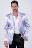 Barabas Wholesale Men's Shiny Metallic Striped Notch Wide Lapel Blazer 6BL05 Violet