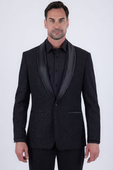 Barabas Wholesale Men's Glitter Shine Contrasting Shawl Lapel Blazer 6BL07 Black 