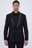 Barabas Wholesale Men's Glitter Shine Contrasting Shawl Lapel Blazer 6BL07 Black 