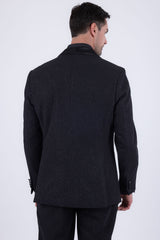 Barabas Wholesale Men's Glitter Shine Contrasting Shawl Lapel Blazer 6BL07 Black 
