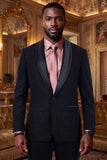 Barabas Wholesale Men's Glitter Shine Contrasting Shawl Lapel Blazer 6BL07 Black