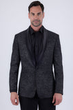 Barabas Wholesale Men's Glitter Shine Contrasting Shawl Lapel Blazer 6BL07 Black Silver