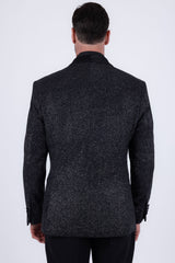 Barabas Wholesale Men's Glitter Shine Contrasting Shawl Lapel Blazer 6BL07 Black Silver