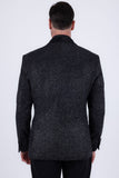 Barabas Wholesale Men's Glitter Shine Contrasting Shawl Lapel Blazer 6BL07 Black Silver