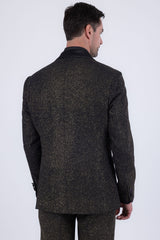 Barabas Wholesale Men's Glitter Shine Contrasting Shawl Lapel Blazer 6BL07 Black Gold