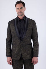 Barabas Wholesale Men's Glitter Shine Contrasting Shawl Lapel Blazer 6BL07 Black Gold