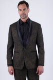 Barabas Wholesale Men's Glitter Shine Contrasting Shawl Lapel Blazer 6BL07 Black Gold