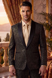 Barabas Wholesale Men's Glitter Shine Contrasting Shawl Lapel Blazer 6BL07 Black Gold