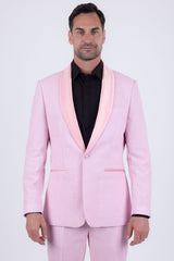 Barabas Wholesale Men's Glitter Shine Contrasting Shawl Lapel Blazer 6BL07 Blushing Rose