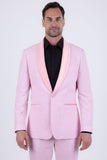 Barabas Wholesale Men's Glitter Shine Contrasting Shawl Lapel Blazer 6BL07 Blushing Rose