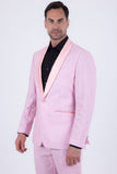 Barabas Wholesale Men's Glitter Shine Contrasting Shawl Lapel Blazer 6BL07 Pink