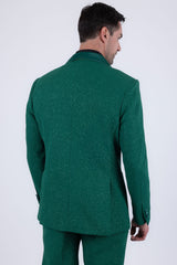 Barabas Wholesale Men's Glitter Shine Contrasting Shawl Lapel Blazer 6BL07 Green