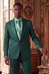 Barabas Wholesale Men's Glitter Shine Contrasting Shawl Lapel Blazer 6BL07 Emerald
