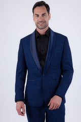 Barabas Wholesale Men's Glitter Shine Contrasting Shawl Lapel Blazer 6BL07 Blue