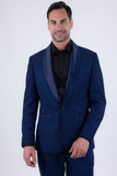 Barabas Wholesale Men's Glitter Shine Contrasting Shawl Lapel Blazer 6BL07 Blue