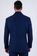 Barabas Wholesale Men's Glitter Shine Contrasting Shawl Lapel Blazer 6BL07 Blue