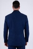 Barabas Wholesale Men's Glitter Shine Contrasting Shawl Lapel Blazer 6BL07 Blue