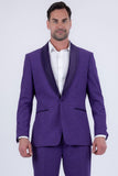 Barabas Wholesale Men's Glitter Shine Contrasting Shawl Lapel Blazer 6BL07 Purple