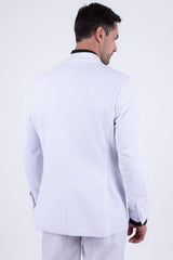 Barabas Wholesale Men's Glitter Shine Contrasting Shawl Lapel Blazer 6BL07 White