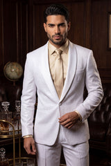 Barabas Wholesale Men's Glitter Shine Contrasting Shawl Lapel Blazer 6BL07 White Gold