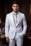 Barabas Wholesale Men's Glitter Shine Contrasting Shawl Lapel Blazer 6BL07 White Silver