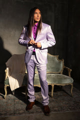 Barabas Wholesale Men's Solid Color Satin Metallic Peak Lapel Blazer 6BL1010 Lavender