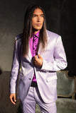 Barabas Wholesale Men's Solid Color Satin Metallic Peak Lapel Blazer 6BL1010 Lavender