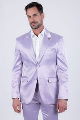 Barabas Wholesale Men's Solid Color Satin Metallic Peak Lapel Blazer 6BL1010 Purple