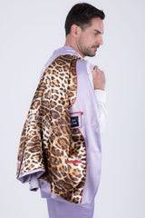 Barabas Wholesale Men's Solid Color Satin Metallic Peak Lapel Blazer 6BL1010 Lavender