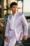 Barabas Wholesale Men's Solid Color Satin Metallic Peak Lapel Blazer 6BL1010 Lavender