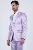 Barabas Wholesale Men's Solid Color Satin Metallic Peak Lapel Blazer 6BL1010 Lavender