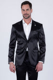 Barabas Wholesale Men's Solid Color Satin Metallic Peak Lapel Blazer 6BL1010 Black