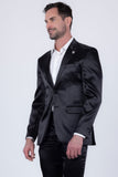 Barabas Wholesale Men's Solid Color Satin Metallic Peak Lapel Blazer 6BL1010 Black