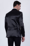 Barabas Wholesale Men's Solid Color Satin Metallic Peak Lapel Blazer 6BL1010 Black