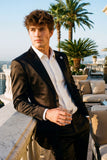 Barabas Wholesale Men's Solid Color Satin Metallic Peak Lapel Blazer 6BL1010 Black
